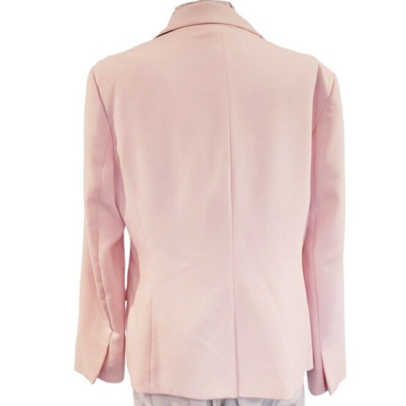 Light Pink Blazer Suit Jacket Black Under Collar Flap & Zip pockets 16 NY & Co - Picture 3 of 12